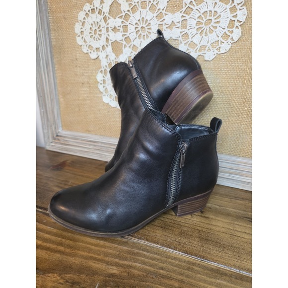 Lucky Brand Shoes - Lucky Brand Women's 7‎ W Black Leather Basel Moto Ankle Zip Biker Boots Booties